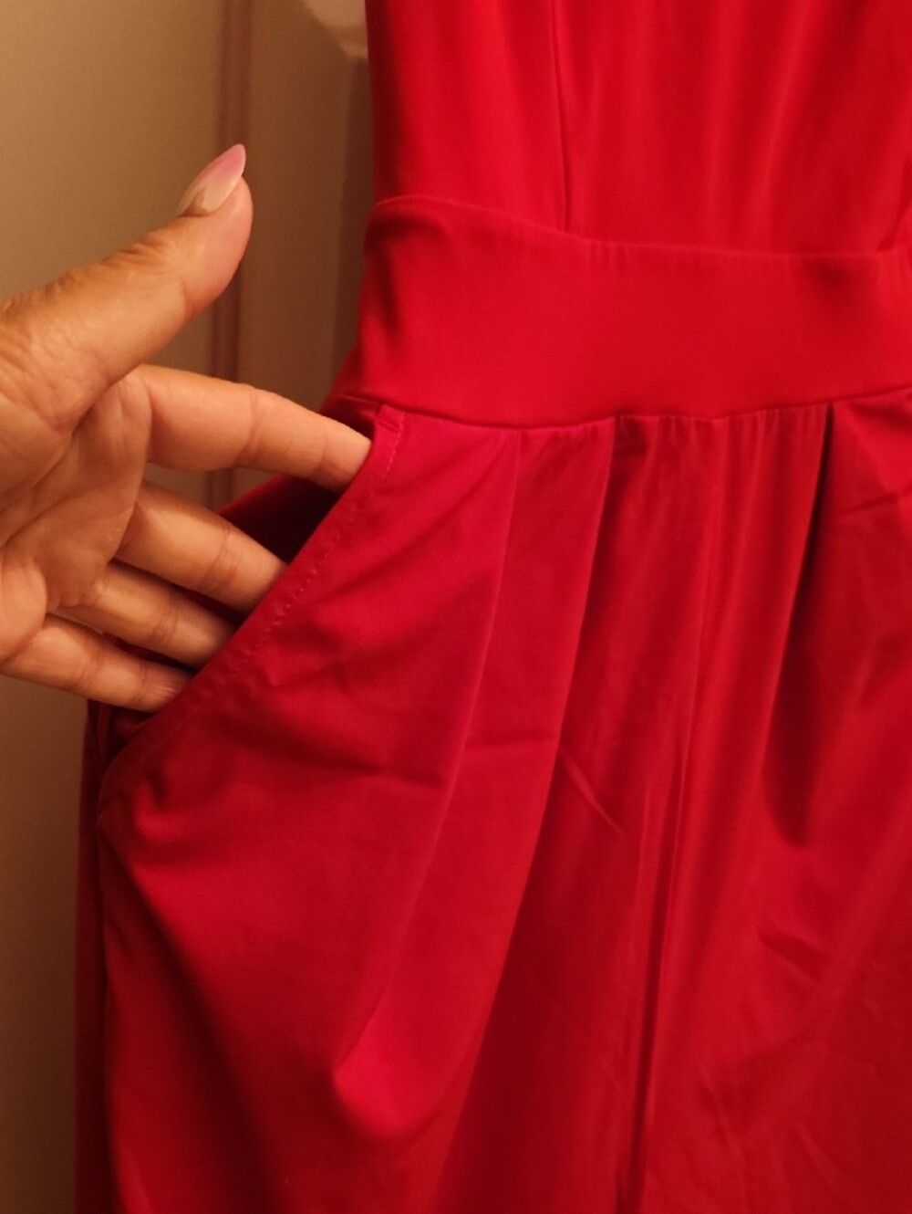 HALARA Cherry Red V-Neck Wide-Leg Jumpsuit NEVER WORN. - Picture 3 of 8